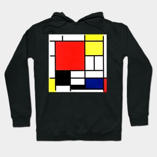 Mondrian Composition with Red, Yellow, Blue, and Black Hoodie